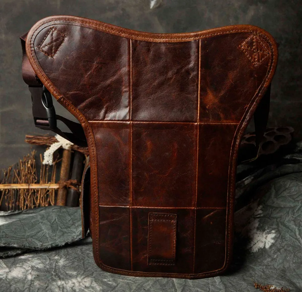 Real Leather Men Multifunction Fashion Casual Messenger One Shoulder Crossbody Bag Design Waist Belt Pack Drop Leg Bag 3106