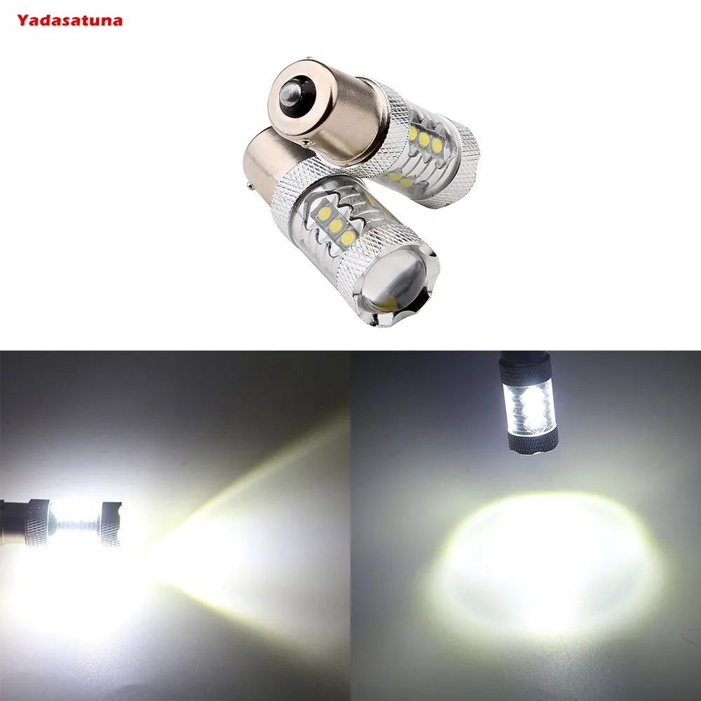 

2x High Power White 1156 BA15S LED Bulbs 80W For Car DRL Daytime Running Light, Turn Signal Light, Backup Reverse Light