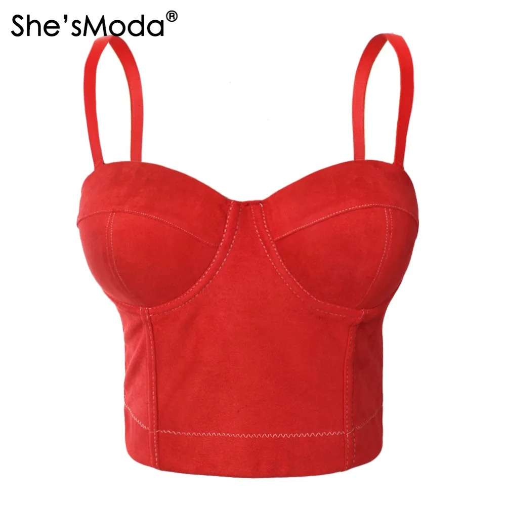 She'sModa Faux Suede Boho Hippie Corset Bralet Women's Bustier Bra Night Club Party Cropped Top Vest Plus Size