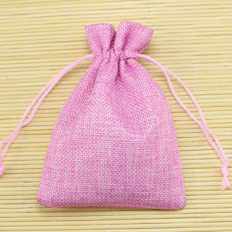 

Wholesale Pink Jewelry Bags 13x18cm 50pcs Gift Candy Jute Bags Wedding Favors Free Shipping