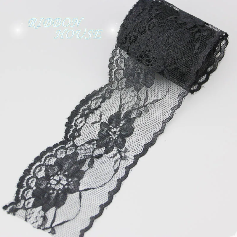 (10 yards/roll) 65mm Black White lace fabric Webbing Decoration packing Material