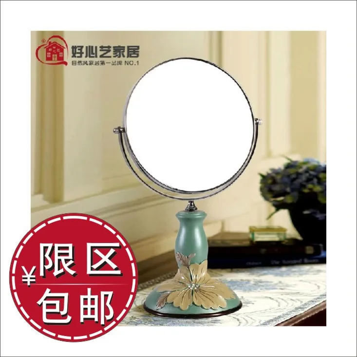 Kindly Arts Bali hibiscus peony double-sided mirror European-style double-sided beauty mirror 3 times magnification Mirror