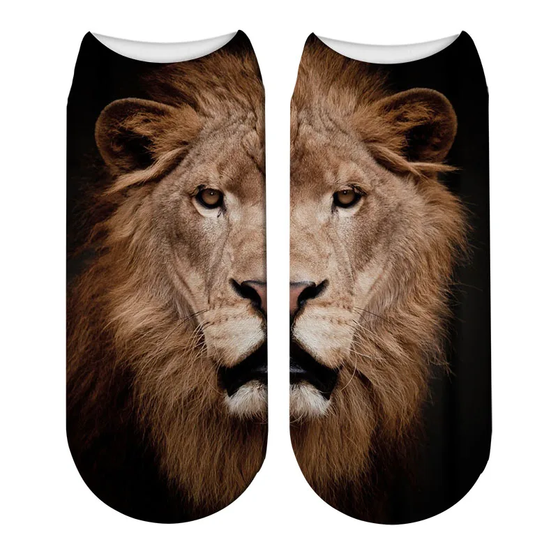 New Funny Short Socks Lion 3D Printed Man Socks Fashion Novelty Cute Low Cut Ankle Socks For Men