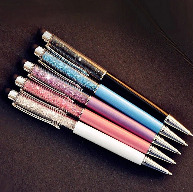 1 Pc Cute Kawaii Brand Diamond Metal Ballpoint Pen Touch Screen Crystal Ball Pen For Mobile Phone Office Supplies