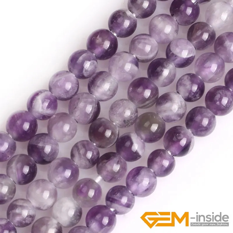 1.5mm-2mm Big Hole Natural Gem Stone Purple Dream Lace Amethysts Round Beads For Jewelry Making 15\