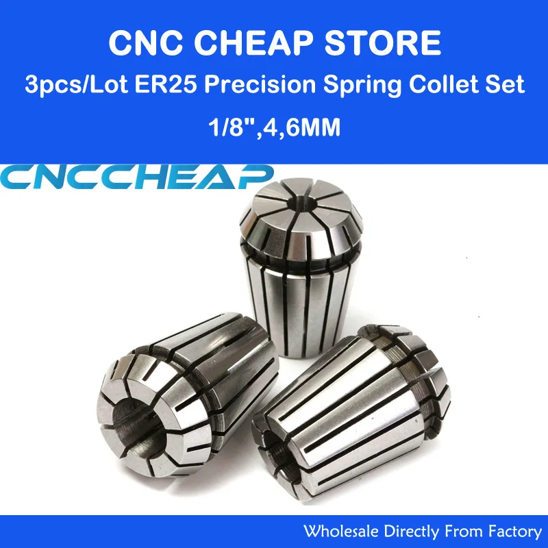 3PC Ini Adalah ER25 3.175 Mm 4 Mm 6 Mm Collet Chuck untuk Spindle Motor CNC Router Ukiran/Grinding /Penggilingan/Membosankan/Pengeboran + 1 PC ER25UM Nut