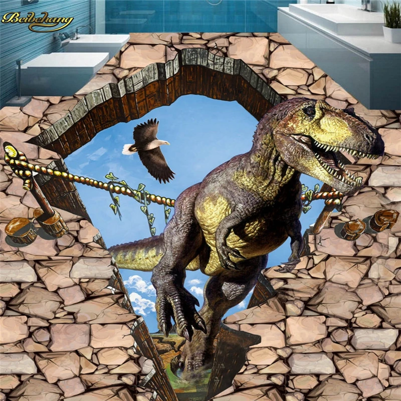 

beibehang Custom Photo 3D Floor Paintings Wallpapers Dinosaurs Land Paintings Outdoor Paintings papel de parede