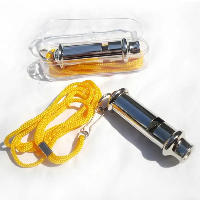 Outdoor Ball Sports Dog Trainning Metal Coach Referee Whistle With Neck Chain Emergency Security School Wholesale