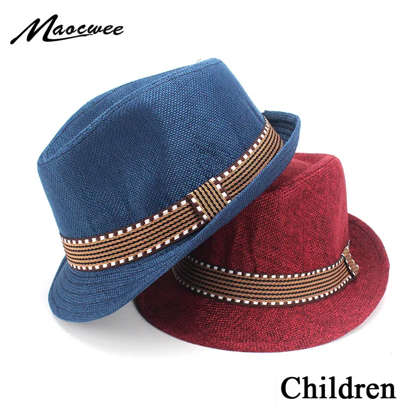 New Children Jazz Cap Sun Cap Summer Hat For Girls Boys Panama Hat Photography Props Baby Hats 2-6 Years old 52CM