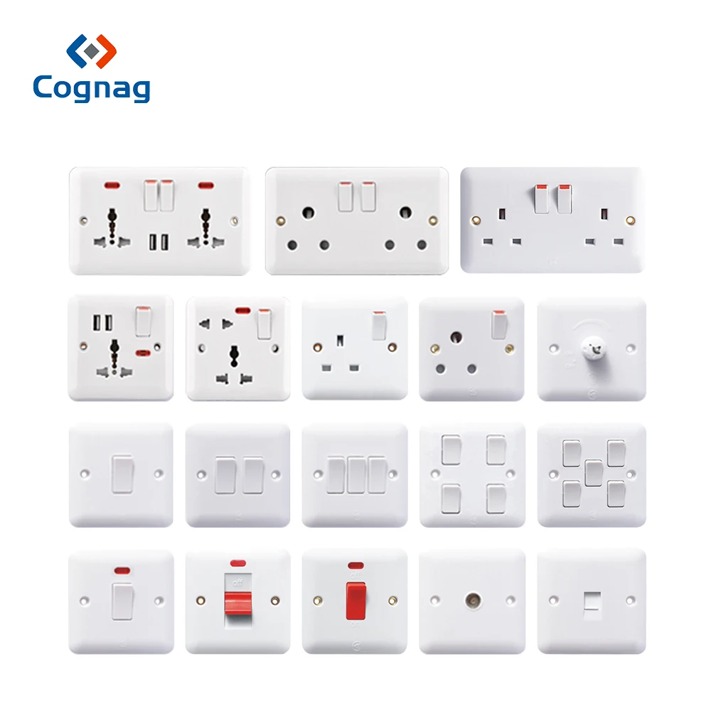 Cognag EU MỸ ANH ÂU loại 13A USB Ổ điện Đa Năng Ổ điện Tấm 2.1*2 Cổng USB cắm Sạc Chuyển Đổi Ổ Cắm Điện