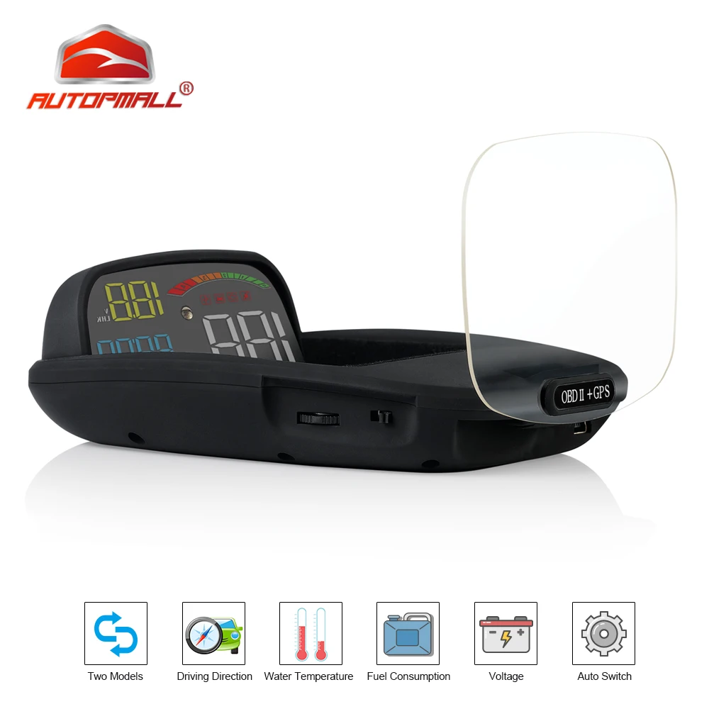 

New Car HUD Head-Up Display OBD 2 II 2 In 1 HD C800 On-board Computer Speed Projector GPS Speedometer Alarm Function Practical