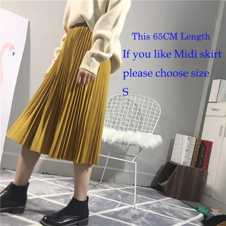 2022 Hot Brand High Quality Women Suede Skirt Autumn High Waist Long Pleated Skirts Womens Saias Faldas Vintage Women Midi Skirt