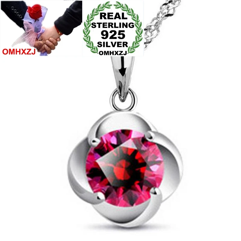 OMHXZJ Wholesale Fashion Sweet Rose Flower Woman Girl Gift Zircon 925 Sterling Silver Pendant Charms PE130 ( NO Chain Necklace )