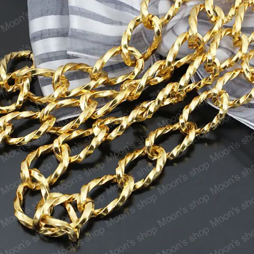 Wholesale Width 10.5mm Aluminum oxidation process Imitation Gold color Extended Twisted Chains Accessories 2 Meter (JM2988)