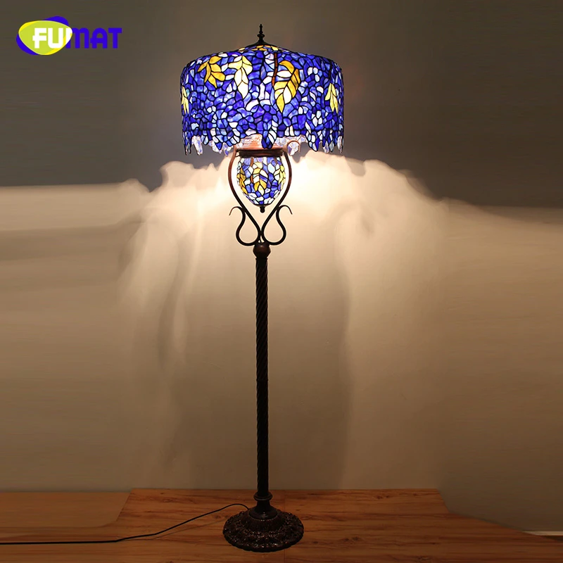 

FUMAT European Style Quality Stained Glass Floor Lights Living Room Hotel Office Stand Wisteria Glass Shade LED Floor Lamps