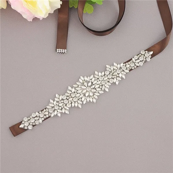 Rhinestone Vành Đai Tinh Cô Dâu Wedding Dress Belt Wedding Dress Sash Satin Ribbon Bridal Phụ Kiện cinturon flores