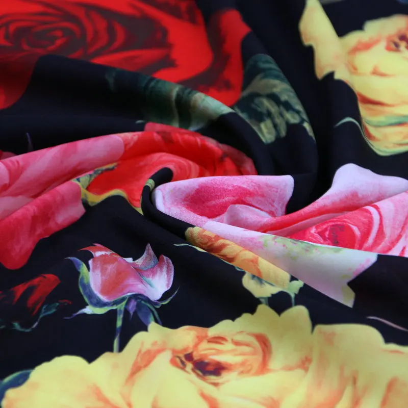 145cm rose print fabric elegant thin fashion dress scarf fabric polyester material diyparent-child fabric wholesale cloth