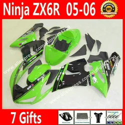 Free custom Fairings for Motorcycle 2005 2006 Kawasaki ZX6R 05 06 grass green black fairing kits GY56