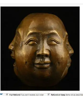 

Art Bronze home 8CM Folk Culture Copper Elaborate Chinese Old Handwork Decoration Vivid Copper Joys Sorrows Buddha Statue