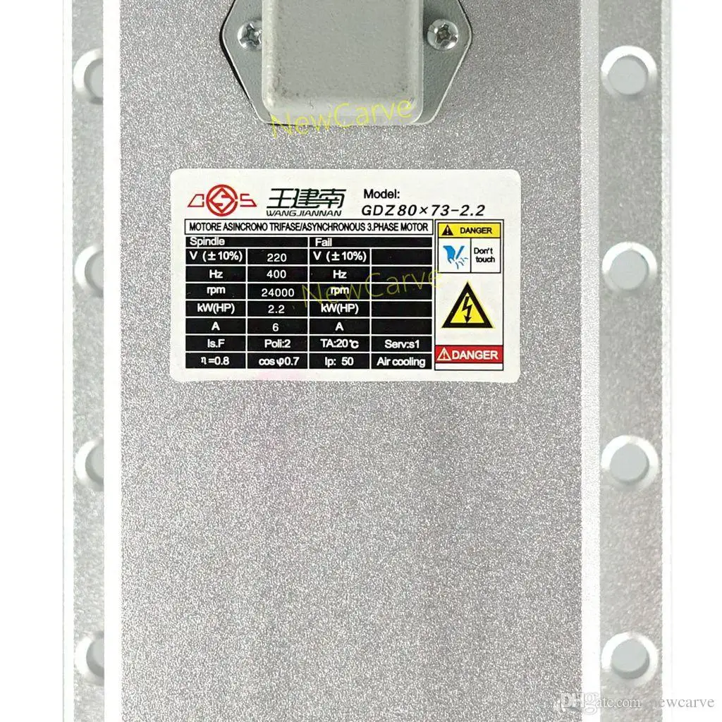 2.2KW Raffreddato Ad Aria Mandrino 220V 380V ER20 Pinza Eccentricità-off 0.01 millimetri Con 4 Cuscinetti In Ceramica Newcarve