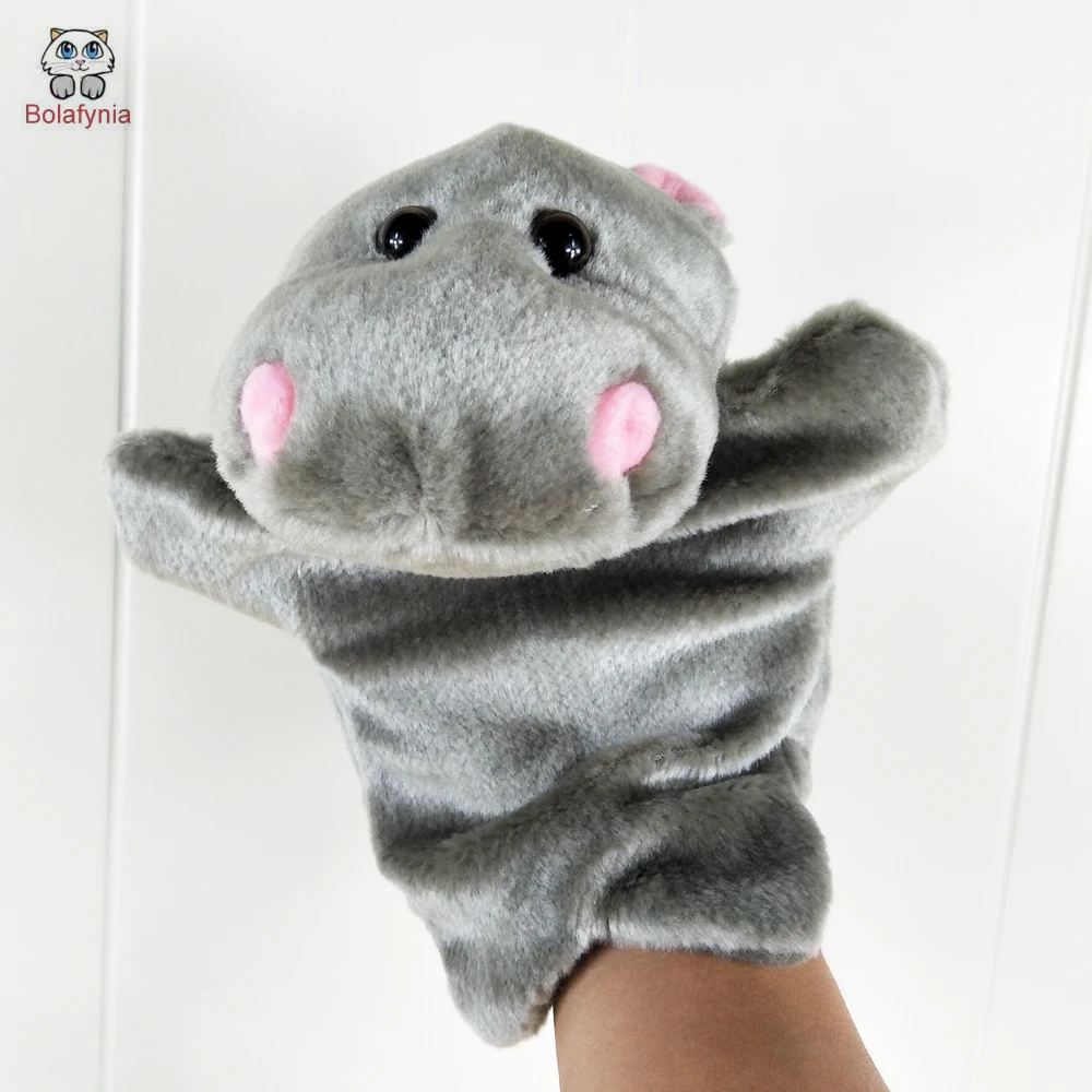 

Grey Hippo Children Hand Puppet Plush Stuffed Toy