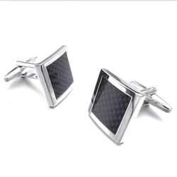 High Quality French Style Black carbon fiber Cufflinks For Mens Shirt Brand suit Cuff Buttons Top sale Cuff Links Jewelry