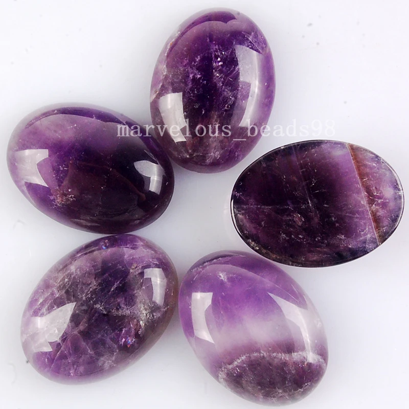 Fashion Jewelry  22x30mm Natural Purple Crystal Oval Cabochon CAB No Hole/drilled Wholesale 5pcs  MC4292