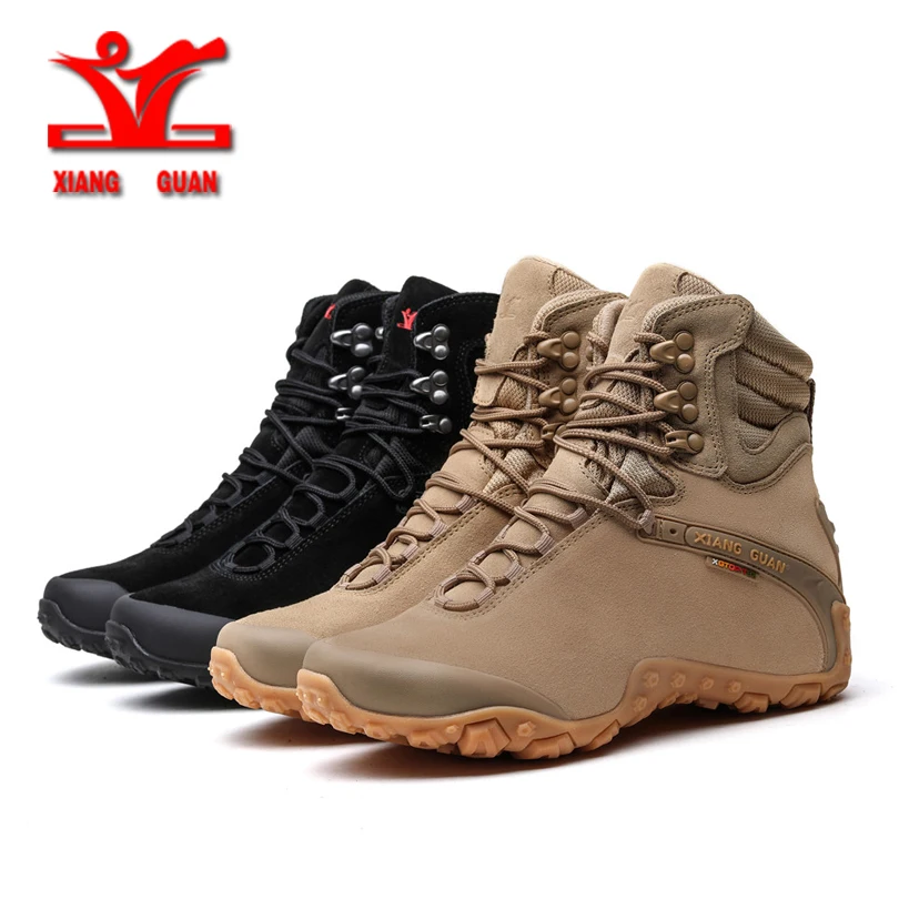 XiangGuan winter new Wear-Resistant Camping Men Boots Tactical Sneakers Climbing Waterproof Boots for men Women Hiking Footwear