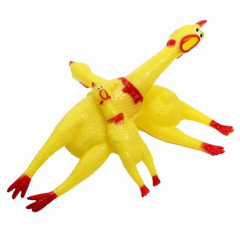 Funny Cartoon Rubber Screaming Chicken Big Dog Puppy Interactive Chewing Dog Toy Cleaning Teeth Dog Excited Pet Squeaker Toys