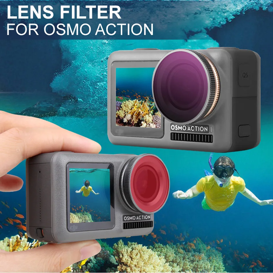 ل OSMO عمل عدسة الكاميرا تصفية الغوص الأحمر الوردي أرجواني UV ND-PL CPL مجموعة مرشحات ل DJI Osmo عمل الرياضة كاميرا الملحقات