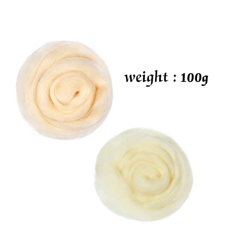 LMDZ 1pc 100g Yellow Color Wool Fibre Roving For Needle Felting Handcraft DIY Spinning Fiber Needlework Felting Material