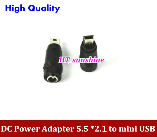 500PCS Free Shipping DC Power Adapter 5.5 *2.1 Female to Mini USB Male Adapter 5.5MM TO Mini USB 5P