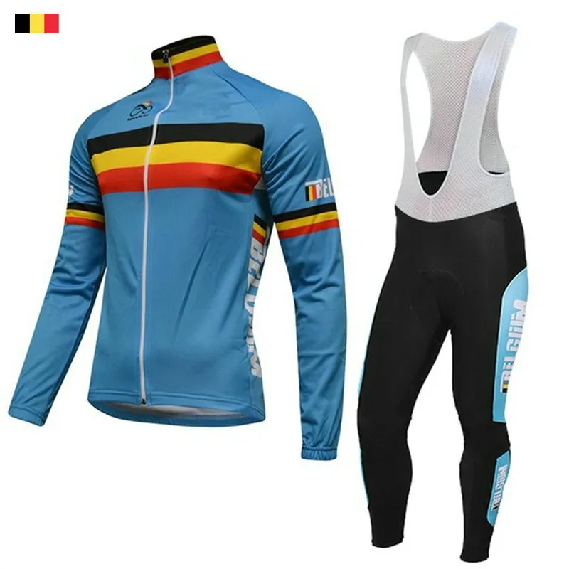 SPRING SUMMER 2016 BELGIUM NATIONAL Team Men's Cycling Jersey Long Sleeve Bicycle Clothing With Bib PANTS Ropa Ciclismo