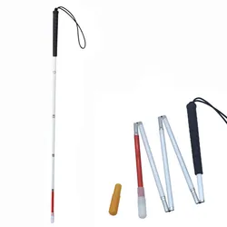 105-155cm Visually Impaired White Cane ,Aluminium Folding Blind Walking Stick, Blind Cane, Reflective Red & White, Black Handle
