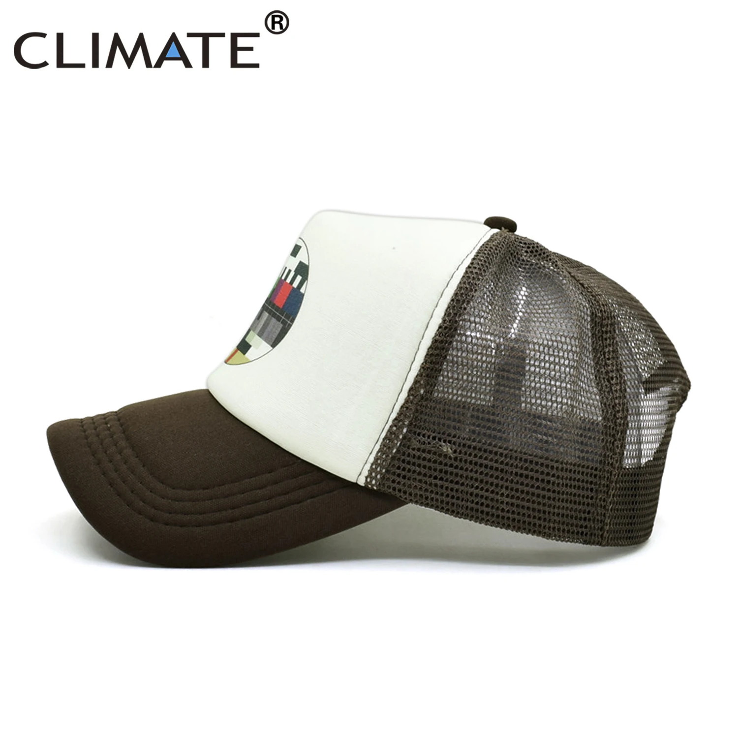 CLIMATE Funny Trucker Cap Hat Men TV No Signal Signalisation Caps Summer Cool Trucker Caps Funny Mesh Net Cool Caps Hat