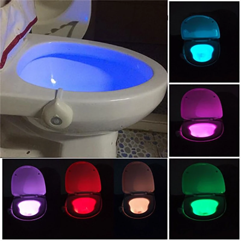 Human Motion Sensor LED Toilet Seat Night Light Smart WC Light Real 8 Colors Changeable Lamp Backlight for Toilet Bowl