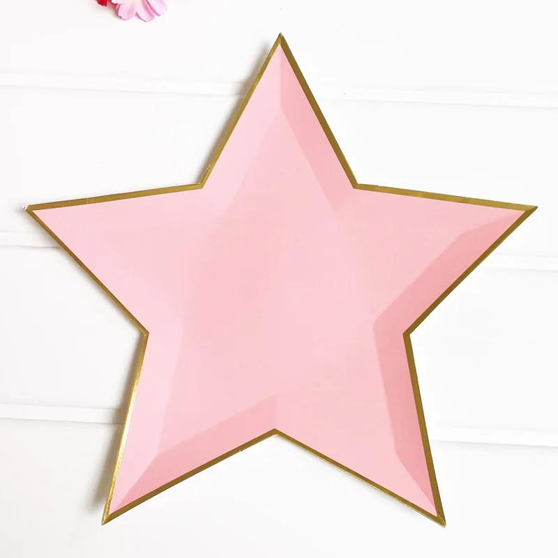 8Pcs Star Paper Plates Party Decoration Disposable Tableware for Dinner Cakes Birthday Wedding Party Supplies