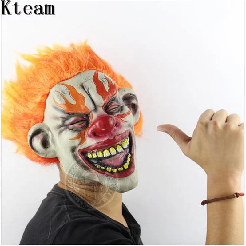 Funny Joker Clown Costume Mask Creepy Evil Scary Halloween Clown Mask Adult Ghost Festival Party Mask Supplies Decoration Toys