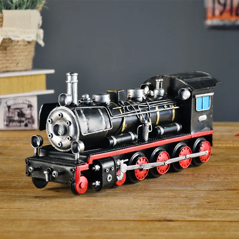 Retro Steam choochoo Model Pendant iron horse Train Home Living Room Display Decorations Gift Present Showcase Photographic prop