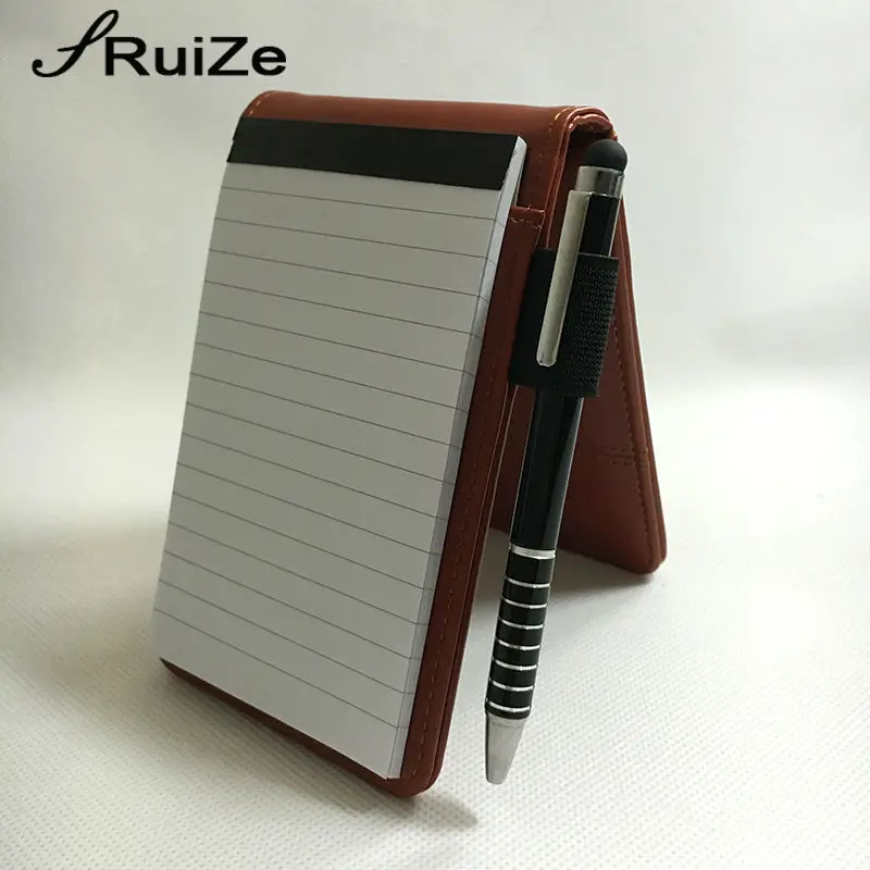 RuiZe-Petit carnet de notes multifonction A7, bloc-notes portable, couverture en cuir, permis de travail de bureau, bloc-notes avec VO