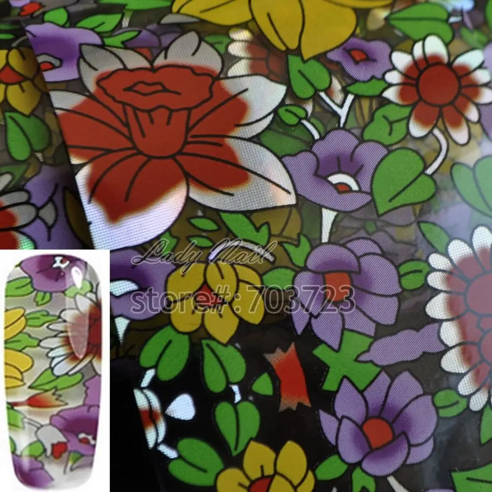 Petunia Sunflowers Water Lily Nail Art Transfer Foil Paper Tip Sticker Nails Craft Decoration New Fashion Design GL46