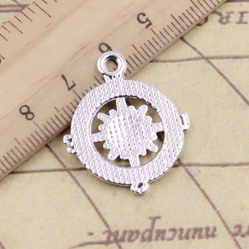 10 sztuk Charms kompas 28x24mm tybetański brąz srebrny kolor wisiorki antyczny tworzenia biżuterii DIY Handmade Craft — zdjęcie 3