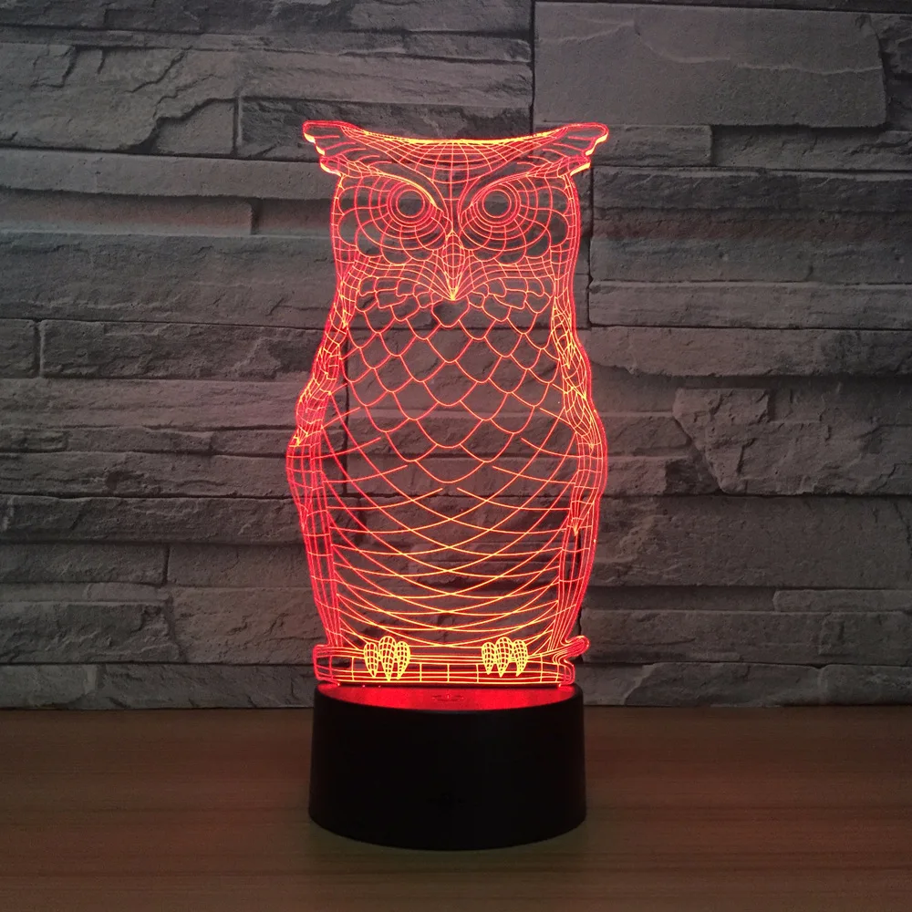 Owl Creative Intelligence Bedside 3d Lamp Christmas decorations gift for baby room lights Valentine's Led Night Light