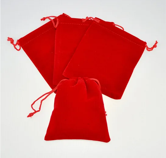 10*12cm 50pcs Red Velvet Bags For Jewelry Pouch Gift Bag Package With Drawstrings Bag Wedding/necklace Diy Women Flannel Display