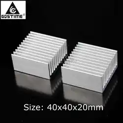 20PCS 40*40*20mm 40mm 방열판 알루미늄 방열판 쿨러 냉각 핀, Led 조명 IC 칩 40x40x20mm