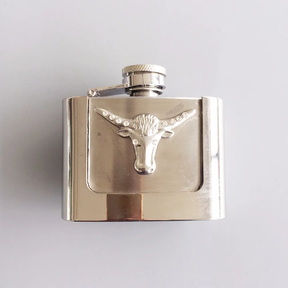 

Retail (2oz Western Longhorn Bull Stainless Steel Flask) BUCKLE-FL-Bull Flask Belt Buckle Free Shipping