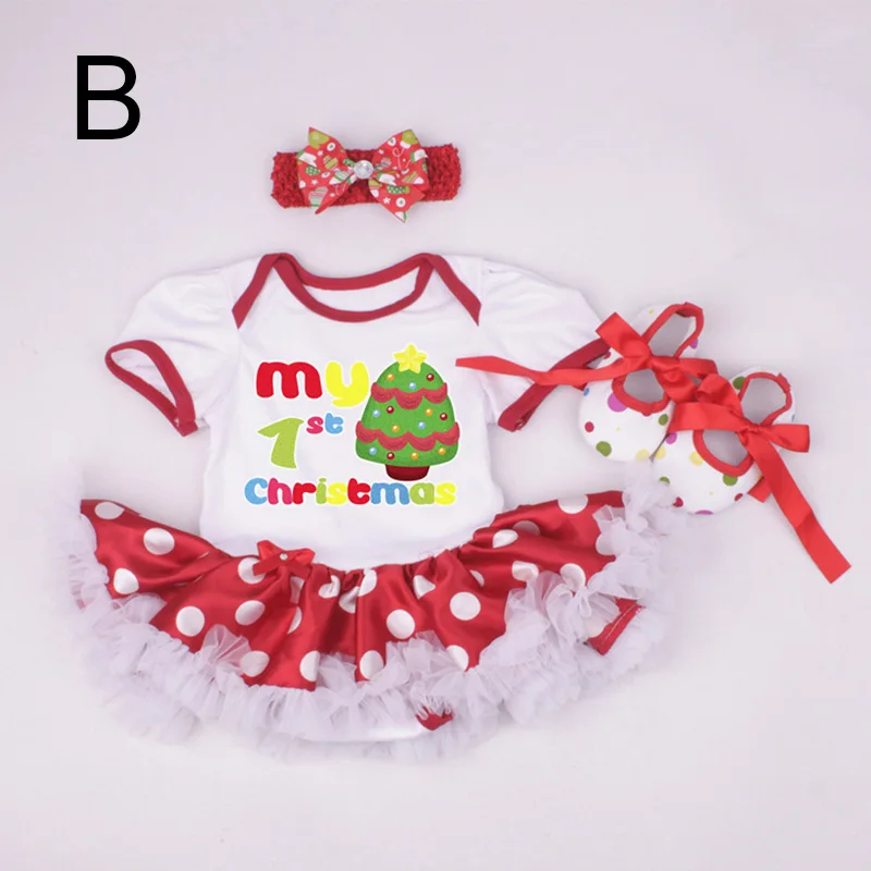 Christmas Baby Girl Infant 3pcs Clothing Sets Suit Princess Tutu Romper Dress/Jumpsuit Xmas Bebe Party Birthday Costumes Vestido