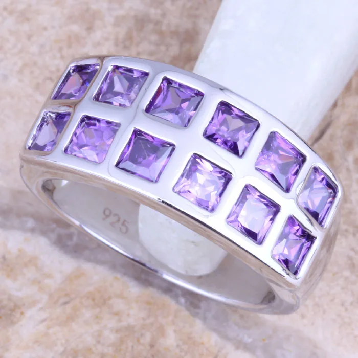 Marvelous Purple Cubic Zirconia Silver Plated  Women\'s Jewelry Ring Size 6 / 7 / 8 / 9 R1206