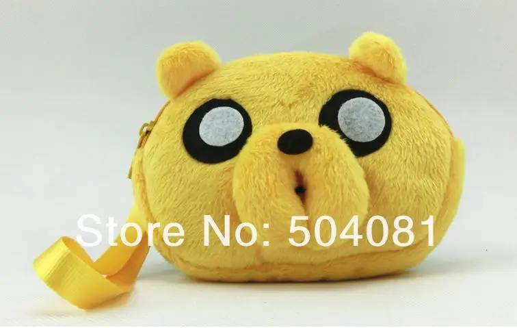 Adventure go Cartoon Plush Coin Wallets Cute Jake Finn Yellow Dog toys Anime Purse Mobile Phone Bag with Carabiner Bracelets