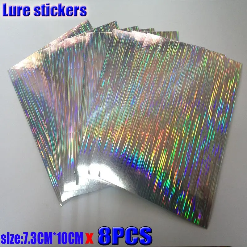 2024HOT fishing lure sticker,holographic, 4 kinds color you choose 8papers/lot size: 73mm x 100mm or 100mm*150mm